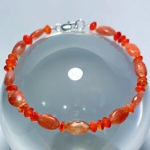 Genuine Sunstone & Carnelian Bracelet!